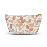 Cherry Plum Leaves Accessory Pouch w T-bottom in Coral